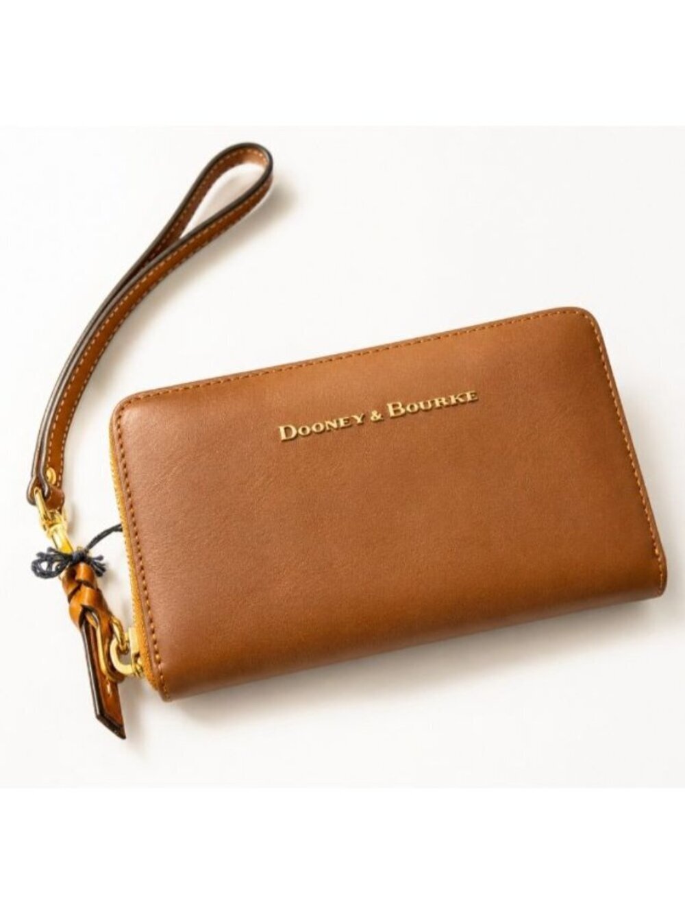 Dooney & Bourke City Large Zip Around Wristlet Wallet Natural Tan Leather NWT